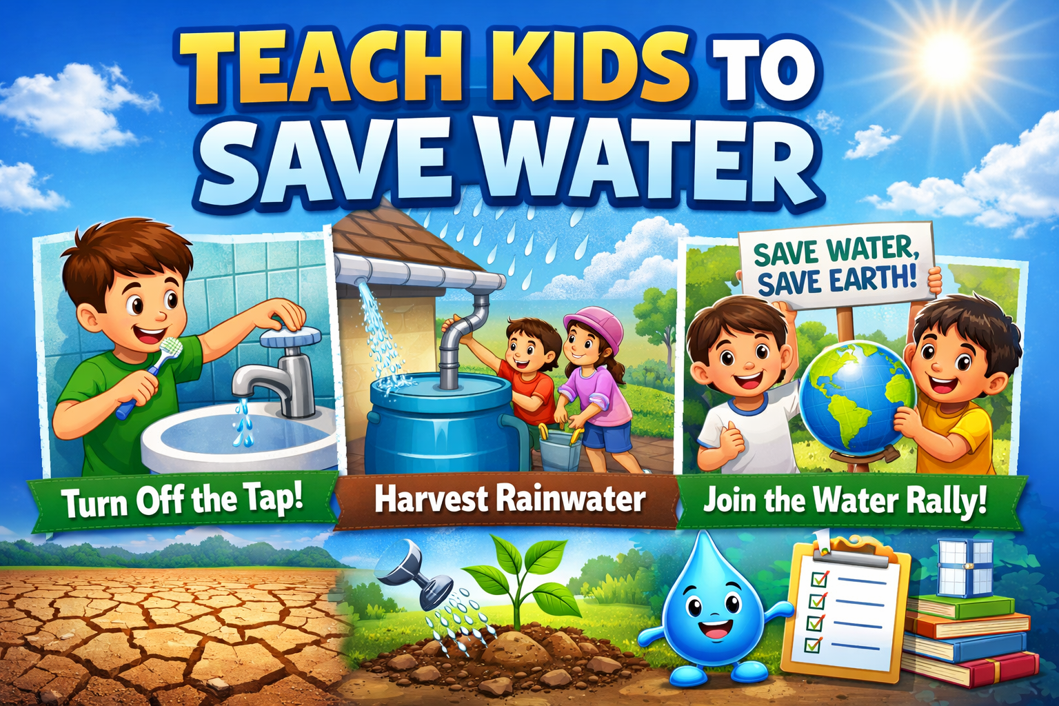 Small hands can make a big difference 💧 Teach kids today to save water and protect our planet for tomorrow! 🌍